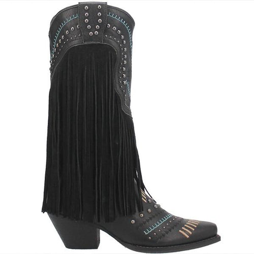 Women's Retro Tassel Studded Chunk Heel Mid-calf Boots 36474555S