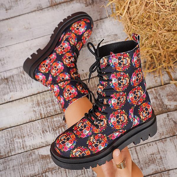 Women's Casual Skull Graffiti Martin Boots 97096208S