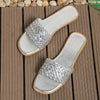 Women's Casual Color Woven Flat Beach Slippers 78172050S