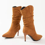 Women's Pointed Toe Suede Mid-Calf Stiletto Boots 62304630C