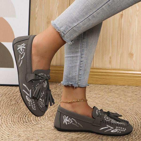 Women's Casual Slip-On Embroidered Tassel Loafers 68725019S