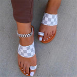 Women's Casual Plaid Toe Flat Flip Flops 67767825S
