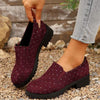 Women's Suede Slip-On Shoes with Rhinestone Detailing 11851945C