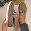 Women's Flat Slip-On Casual Shoes with Metal Chain 58700732C