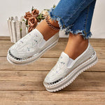 Women's Rhinestone Platform Platform Loafers 52716236C