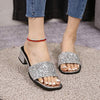 Women's Rhinestone Embellished Chunky Heel Flat Sandals 00028529C