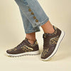 Women's Flat Leopard Print Lace-Up Casual Sneakers 22195217C