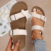 Women's Flat Buckle Strap Toe Ring Sandals 70547733C