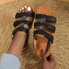 Women's Retro Roman Flat Sandals with Velcro 73769226S