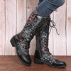 Women's Printed Block Heel Mid-Calf Riding Boots 42519073C