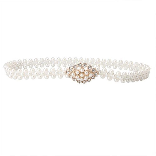 Women's Fashion Sweet Pearl Rhinestone Belt 02129543C