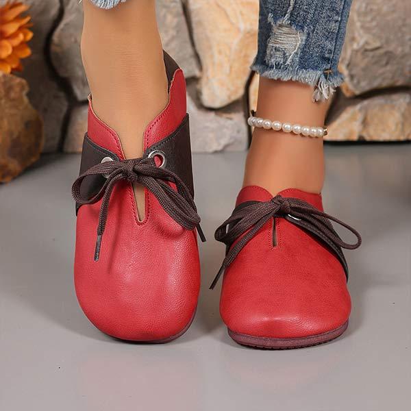 Women's Retro Colorblock Lace-Up Flat Casual Shoes 69768321C