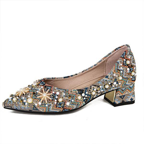 Women's Pointed Toe Flat Shoes with Rhinestone Detail 84856316C