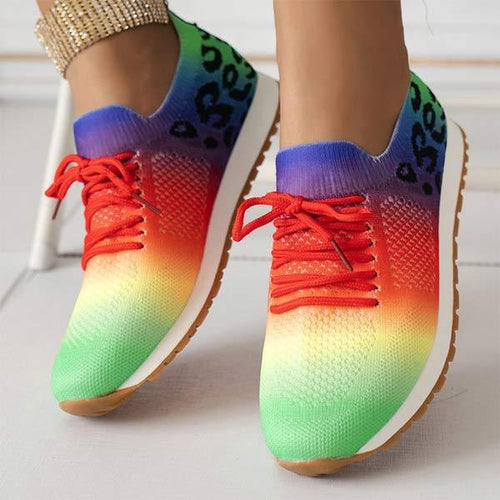 Women's Rainbow-Colored Athletic Casual Shoes 93356138C