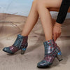 Women's Bohemian Vintage Patchwork High Heel Ankle Boots 47253677C