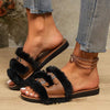 Women's Flat Belted Fur-Lined Slippers 96239205C