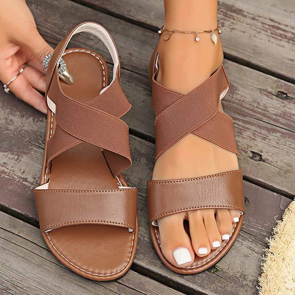 Women's Cross Elastic Strap Flat Sandals 64310888C