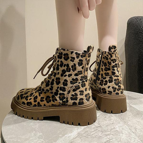 Women's Fashionable Casual Leopard Print Martin Boots 19640987S