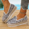 Women's Rhinestone Sequin Thick-Soled Loafers 72299277C