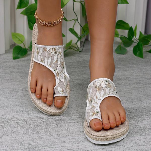 Women's Lace Embroidered Fashion Thick Soled Slippers 76233015S