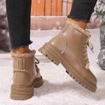 Women's Thick-Soled Front Lace-Up Plus Fleece Martin Boots 00392595C