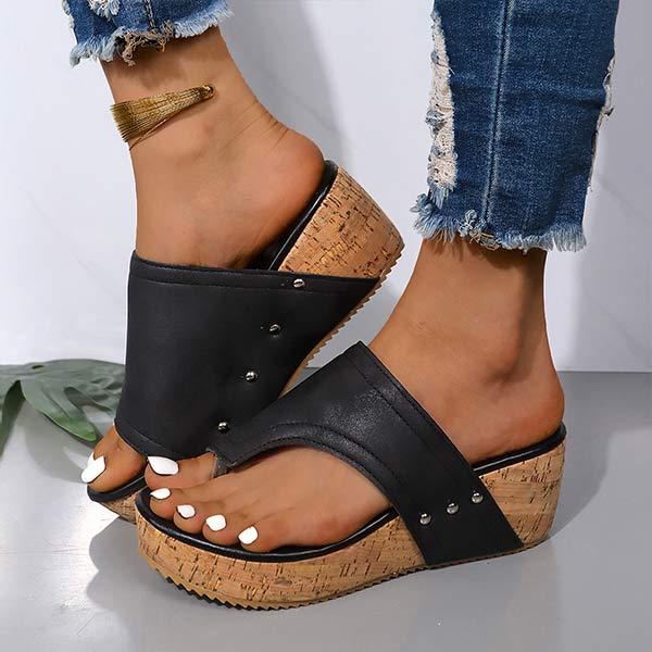 Women's Thick-Soled Thong Toe Wedge Slippers 92014040C