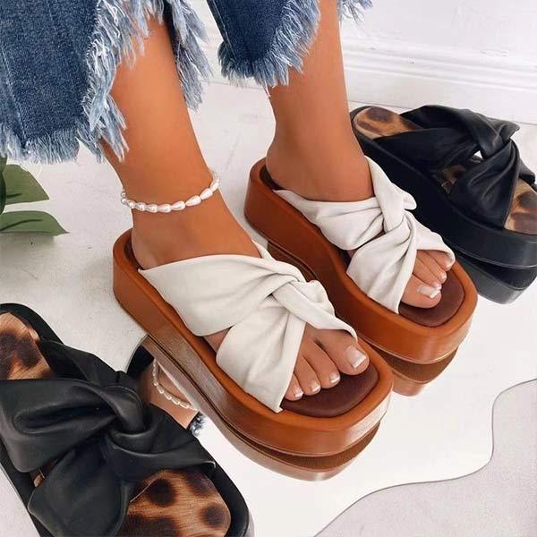 Women's Thick-soled Crossed Strap Sandals 69184057C