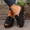 Women's Open Toe Studded Wedge Slippers 24336279C