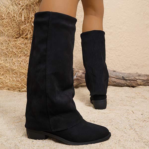 Women's Melard Long Boots with Chunky Heel and Pants Leg Design 07779024C