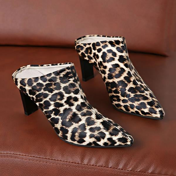 Women's Fashion Pointed Toe Leopard Print Sexy Slippers 22060373S