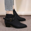 Women's Fashionable Retro Belt Buckle Block Heel Ankle Boots 82952903S