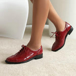 Women's Casual Patent Leather Lace-Up Flats 58206821S