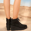 Women's Back-Zip Flat Platform Suede Ankle Boots 06321030C