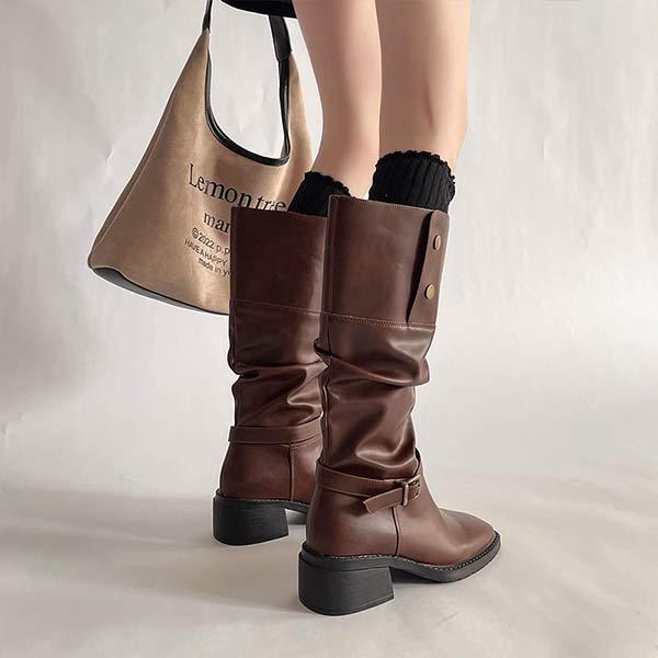 Women's Brown Vintage Over-the-Knee Cowboy Boots 01922049C