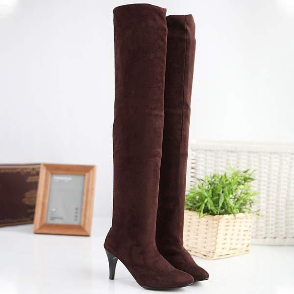 Women's High-Heeled Stretch Suede Over-the-Knee Boots 44888438C