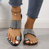 Women's Flat Rhinestone Flip-Flops Beach Sandals 51949820C