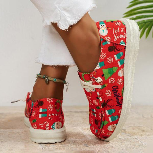 Women's Casual Christmas Halloween Printed Canvas Shoes 88310126S