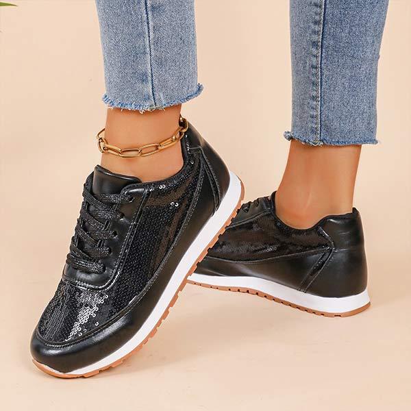 Women's Round Toe Lace-Up Casual Sneakers 18388272C