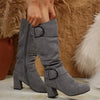 Women's Over-the-Knee Suede High Heel Fashion Boots with Belt Buckle 58823634C