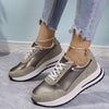 Women's Round Toe Lace-Up Color Block Sneakers 39646912C