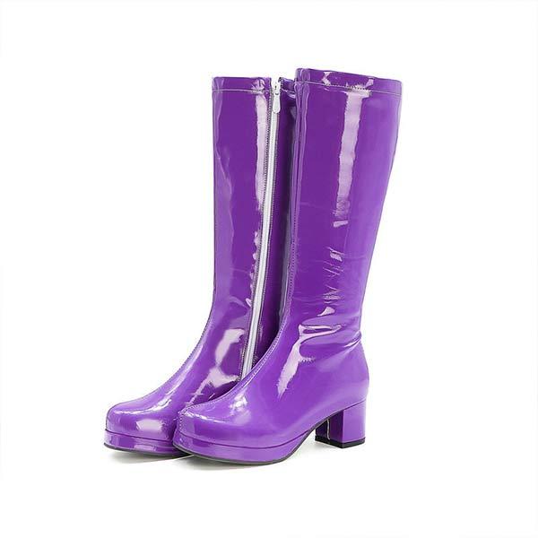 Women's Patent Leather High Boots with Side Zipper – Pole Dance Boots 89435390C