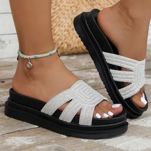 Women's Platform Rhinestone Slides 64812096C