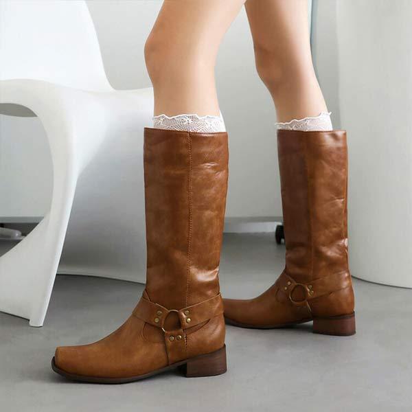 Women's Retro Knee-High Chunky Heel Boots 81671440C