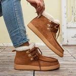 Women's Fleece-Lined Lace-Up Warm Thick-Soled Short Boots 63821606C