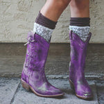 Women's Vintage Chunky Heel Mid-Calf Riding Boots 15437253C
