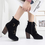 Women's Frosted Lace-Up Square Heel Martin Boots 93871986C