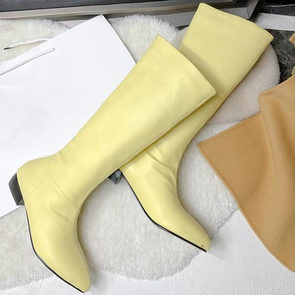 Women's Casual Pointed Toe Flat Knee-High Boots 99003573S