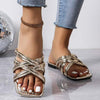 Women's Fashionable Gold and Silver Casual Slides 31145790C