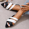 Women's Pointed Toe Color Block Fashion Flat Slippers 71077987S