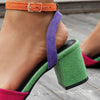 Women's Colorful Thin Strap Buckle Thick Heel Sandals 48043867C